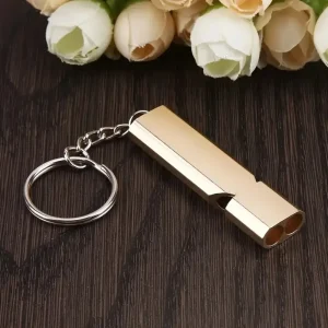 1 Piece Gold Survival Whistle Keychain