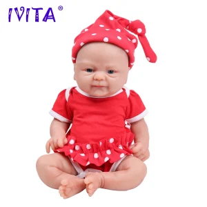 IVITA 14inch  Silicone Doll Soft Lifelike Realistic Girl Baby Dolls for Children