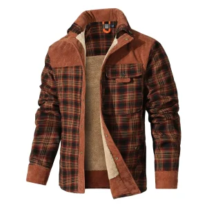Men's Warm Plaid Sherpa Lined Flannel Outdoor Jacket