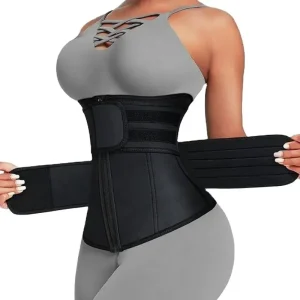 Adjustable Waist Trainer for Women, Double Belts Neoprene Corset with Zipper,