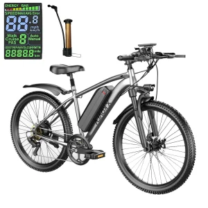 26'' Electric Bike for Adults 1000W Peak Motor 40 Miles 25MPH Commuter EBike 7 Speed