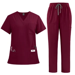 Women's nurse uniform v-neck short-sleeved trousers suit