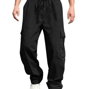 Men s Cargo Pants Drawstring Waist with Pockets