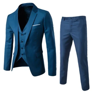 Men'S Trend 3 Piece Slim Suit Business Wedding Elegant